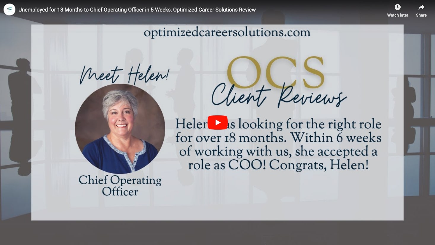 Unemployed for 18 Months to Chief Operating Officer in 5 Weeks, Optimized Career Solutions Review